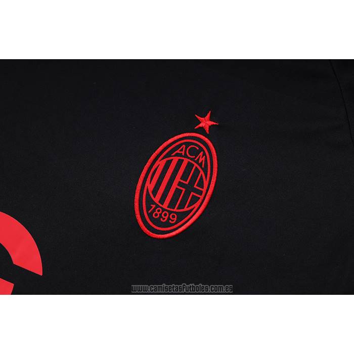 Chandal del AC Milan Manga Corta 2022-2023 Negro - Pantalon Corto